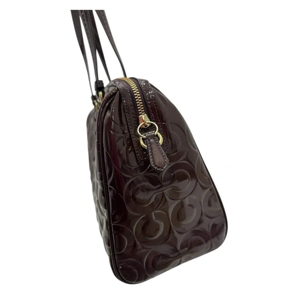 Coach Peyton OP Art Embossed Patent Leather Purple Satchel F26962 NWT $428